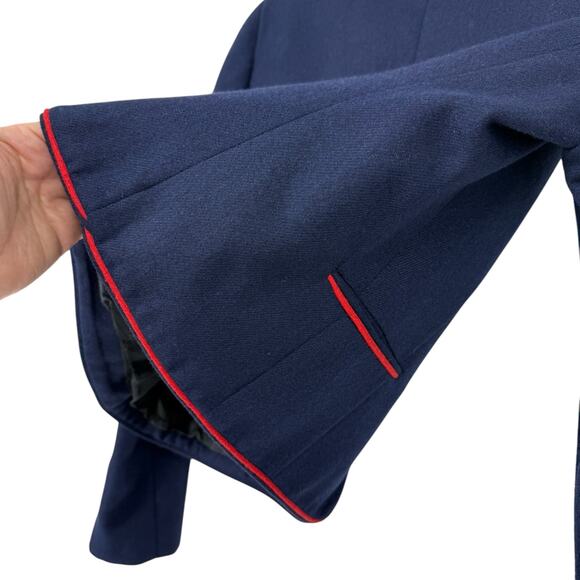 Vintage Navy Red Glen Aire Wool Feel Blazer Sz 9/10 Preppy Y2K 90s Old Money - Picture 3 of 15